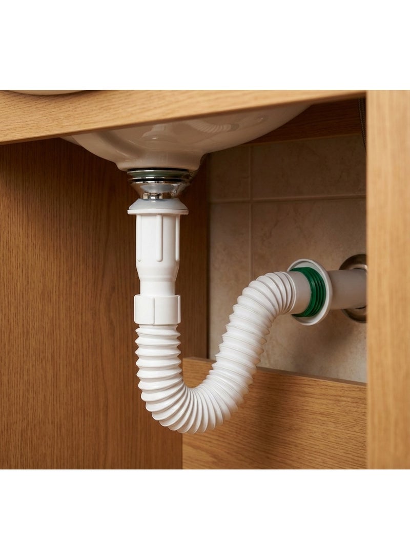 لي خرطوم تصريف مرن وعالمي مقاس 1-1/4 بوصة، وصلة تمديد قابلة للتوسيع بتصميم S-Trap، ماسورة صرف مرنة لأحواض الحمام والمغاسل والمراحيض - Image 4